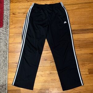 Men's Medium Adidas Black & White 3-Stripe Polyester Joggers Track Pants